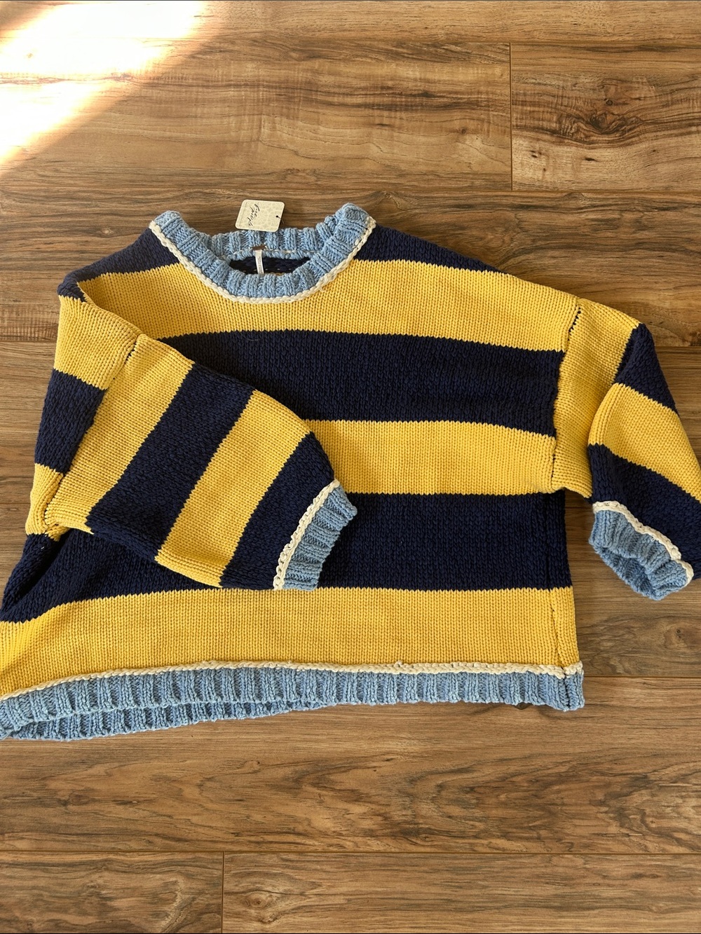 Free People ‘Beach Ball Chic Pullover’ in Yellow, Navy & Light Blue